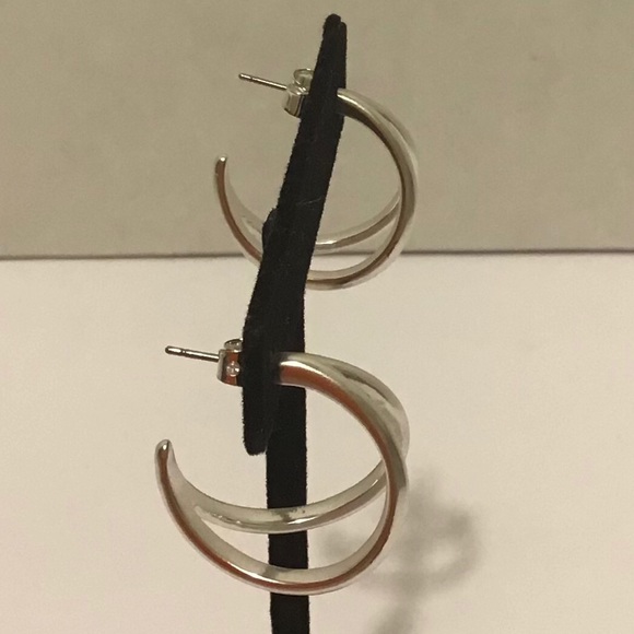 Lucky Brand Silver Tone Double Split Earrings - Picture 6 of 7